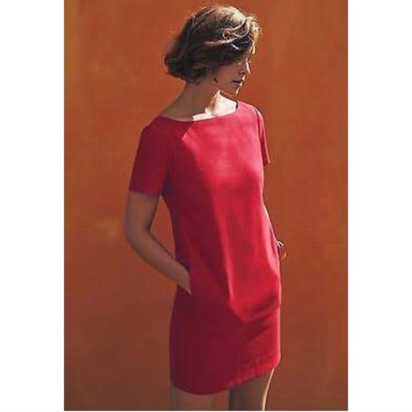 ANTHROPOLOGIE Maeve Bow Back Red Shift Dress 8 - Picture 4 of 8